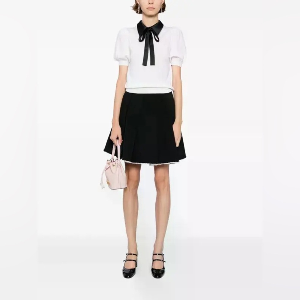 NWT $395 Alice + Olivia-Chase Puff Sleeve Pullover - Soft White